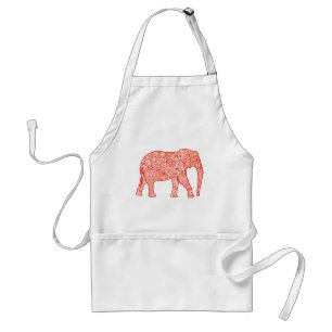 Elefant wirbelnd Fraktal - orange und weiß Schürze
