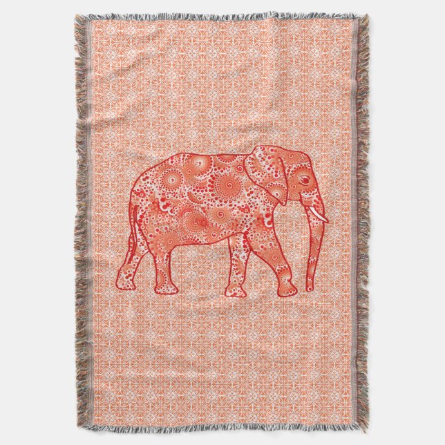 Elefant wirbelnd, orange und pfirsichfarben Frakta Decke (Vorderseite Vertikal)