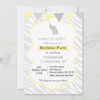 Elefant Zebra zum Geburtstag Einladung