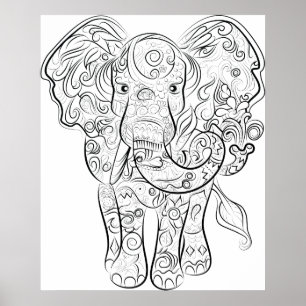 Elefant zeichnend Erwachsenenfärberplakat Poster