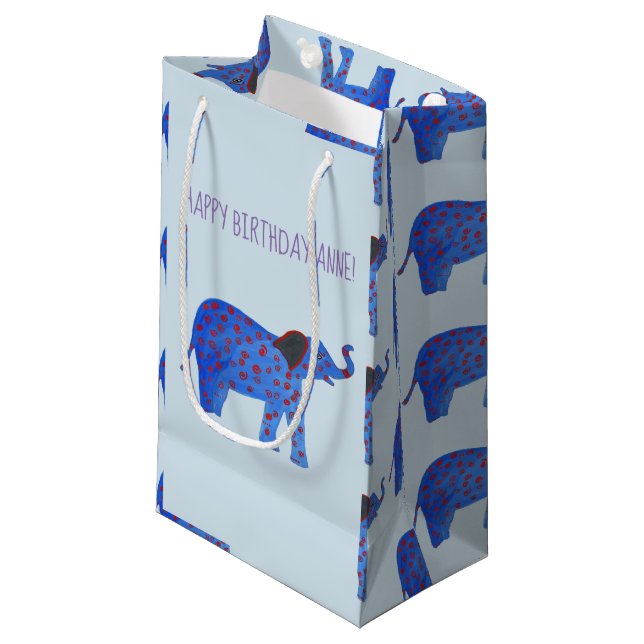 Elefant Zeichnend Zeichnend Geschenktasche Kleine Geschenktüte (Vorderseite Schrägansicht)