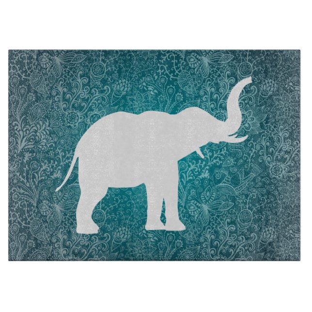 Elefant-Zeichnungs-Piktogramm Schneidebrett (Vorderseite)
