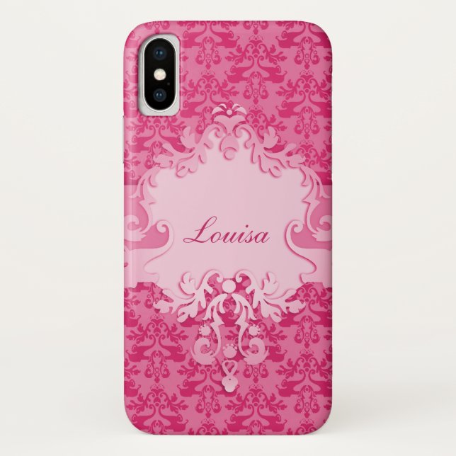 Elefantdamastrosa kurzer Namensiphone Fall Case-Mate iPhone Hülle (Rückseite)