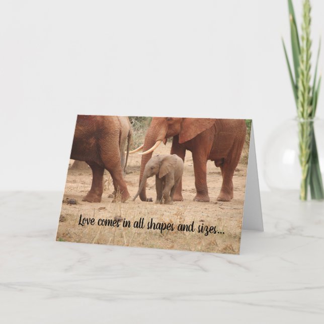 Elefante Liebe kommt in allen Formen und Größen Karte (Vorderseite)