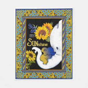 Elefante Mama und Baby Sonnenblume Sie sind mein S Fleecedecke