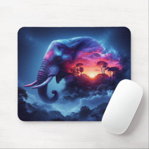 Elefante Silhouette kombiniert mit lebendigem Sonn Mousepad