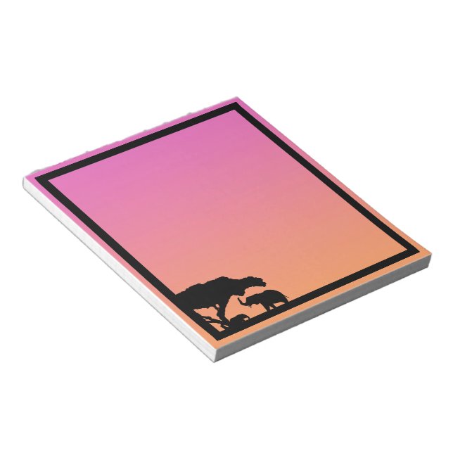 Elefante Silhouetten bei Sonnenuntergang Notizblock (angewinkelt)