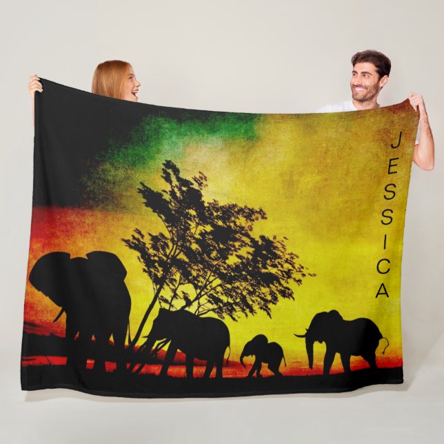 Elefanten afrikanischer farbiger Sonnenuntergang i Fleecedecke (Beispiel)