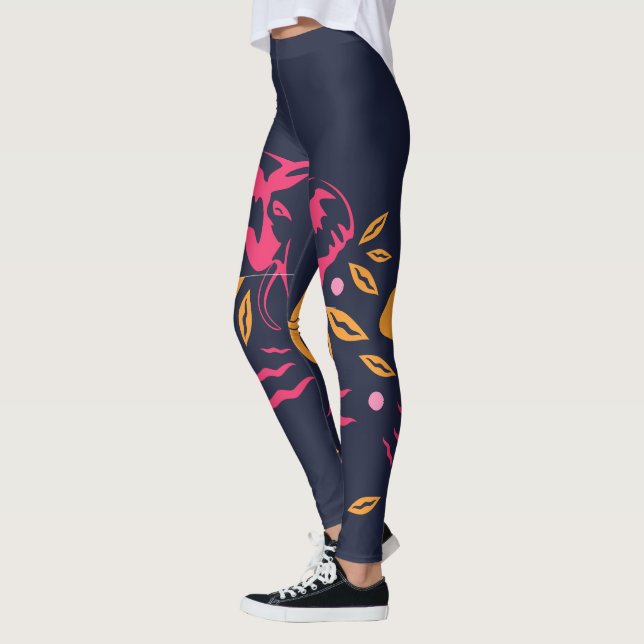 Elefanten auf Blau Leggings (Links)