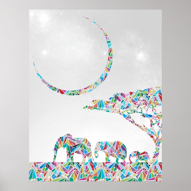 Elefanten auf der Savannah Poster (Vorne)