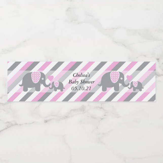 Elefanten aus Weiß, Rosa und Grau (Einzelnes Label)