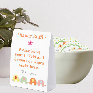 Elefanten-Baby-Party-Windel-Raffel Tischaufsteller