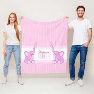 Elefanten-Babys bläst rosa Streifen individuelle N Fleecedecke