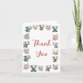 Elefanten & Boho Jungle Blume Danke Karte