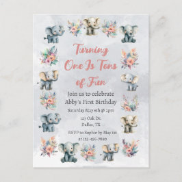 Elefanten & Boho Jungle-Blume zum Geburtstag von G Postkarte