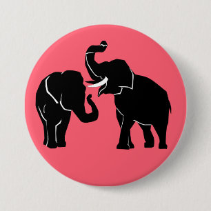 Elefanten Couple - Liebe - Silhouette - Malerei Button