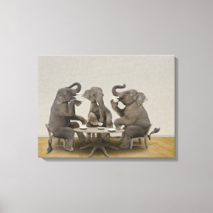 Elefanten, die Tee-Party haben Leinwanddruck