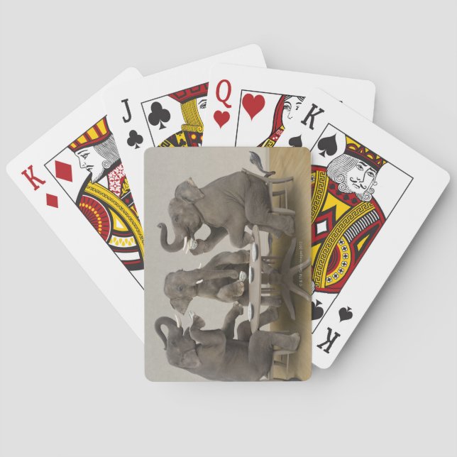 Elefanten, die Tee-Party haben Spielkarten (Rückseite)
