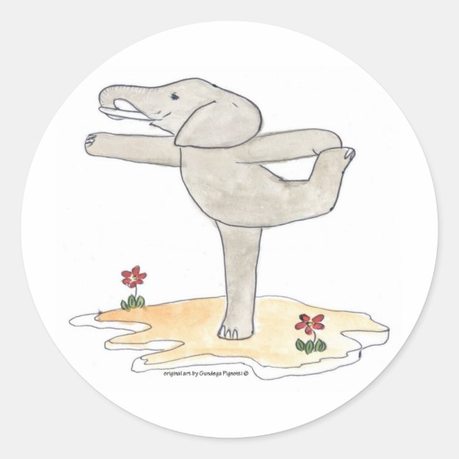 Elefanten, die Yoga Dancers Pose üben Runder Aufkleber (Vorderseite)