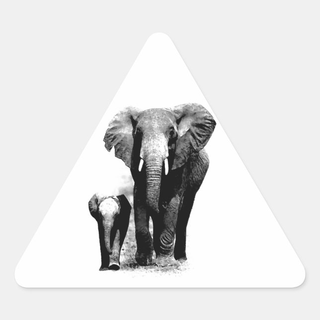 Elefanten Dreieckiger Aufkleber (Vorderseite)