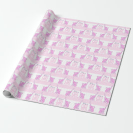 Elefanten, es ist ein Mädchen rosa Babydusche Pack Geschenkpapier