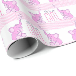 Elefanten, es ist ein Mädchen rosa Babydusche Pack Geschenkpapier