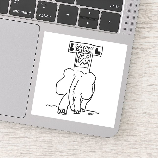 Elefanten Fahrunterricht. Funny Aufkleber (Detail)