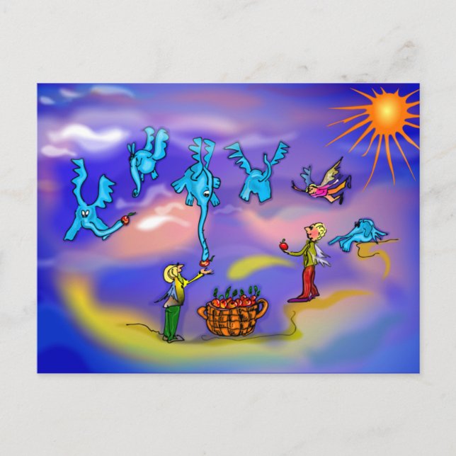 Elefanten fliegen postkarte (Vorderseite)