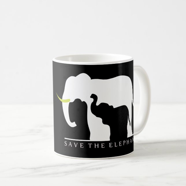 Elefanten gerettet (schwarz) kaffeetasse (VorderseiteRechts)