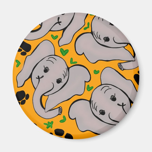 Elefanten groß, 3 Zoll Circle Magnet (Vorne)