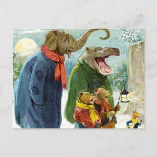 Elefanten, Hippopotamus & Bears Go Caroling Postkarte