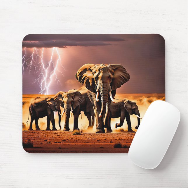 Elefanten im Gewitter Mousepad (Mit Mouse)