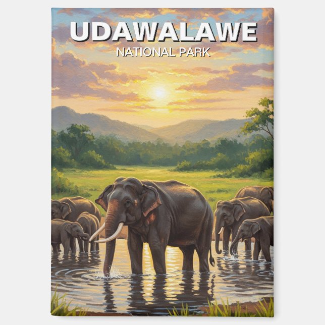 Elefanten im Udawalawe-Nationalpark in Sri Lanka Magnet (Vorderseite)