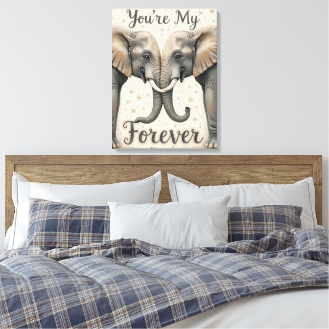 Elefanten in der Liebe für immer Kunst Leinwanddruck (Insitu (Schlafzimmer))