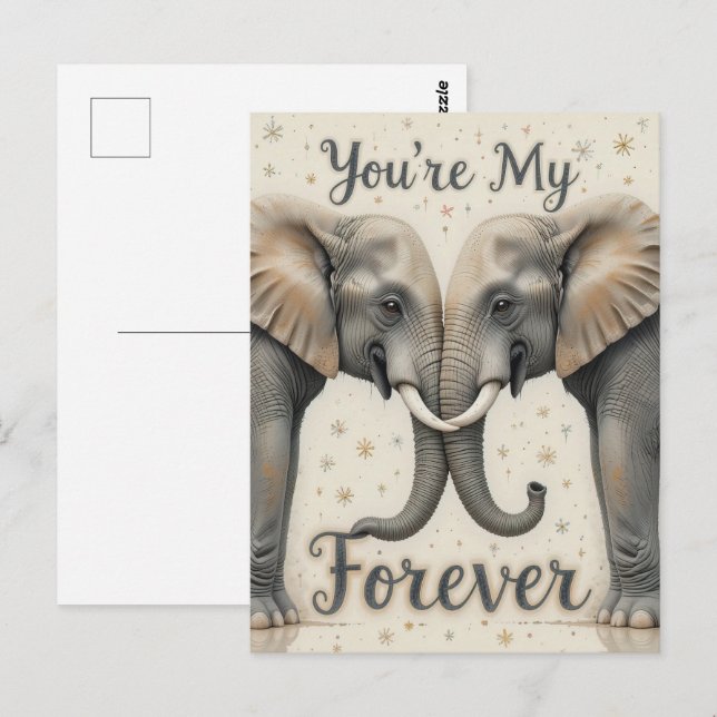 Elefanten in der Liebe für immer Kunst Postkarte (Vorne/Hinten)