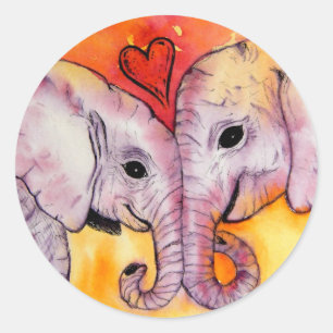 Elefanten in Liebe-Aufklebern Runder Aufkleber