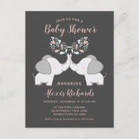 Elefanten in Pink & Gray Girl Twins Dusche