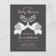 Elefanten in Pink & Gray Girl Twins Dusche