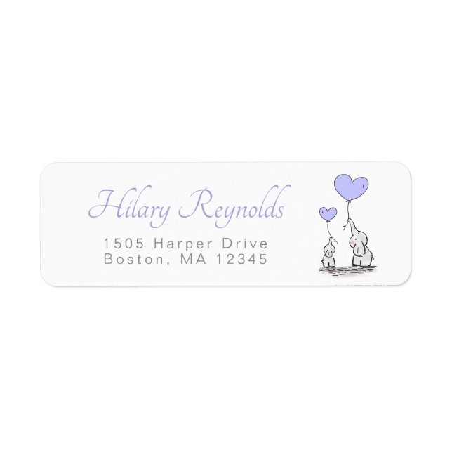 Elefanten | Lilac Heart Balloons Babydusche (Vorne)
