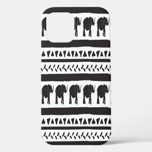 Elefanten, Linien, Dreiecke, dekoratives nahtloses iPhone 12 Hülle