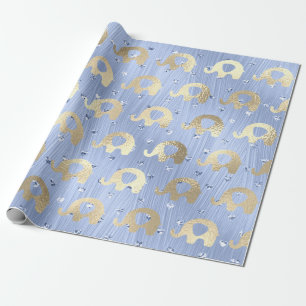 Elefanten Metalli Herz-Goldblaues himmlisches Geschenkpapier