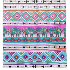 Elefanten mit Azteken-Muster Duschvorhang