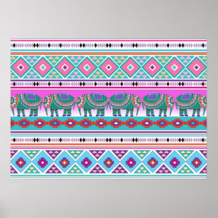 Elefanten mit Azteken Muster Schöne Poster