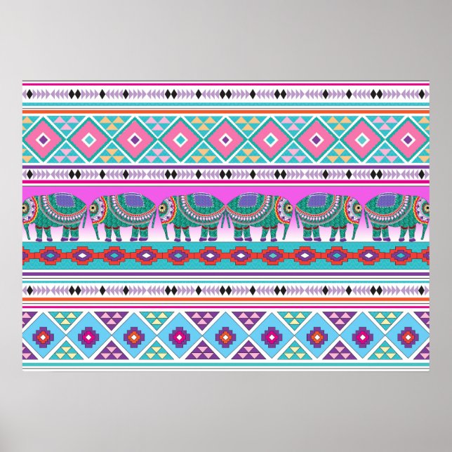 Elefanten mit Azteken Muster Schöne Poster (Vorne)