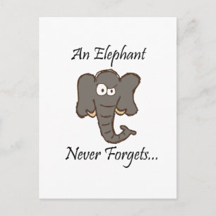 Elefanten nie vergessen postkarte
