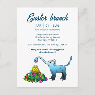 Elefanten Osterbrunch- & Ostereiersuche-Einladung Einladungspostkarte