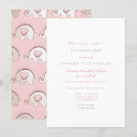 Elefanten Pink Birthday Baby Dusche Elfenbeinweiß
