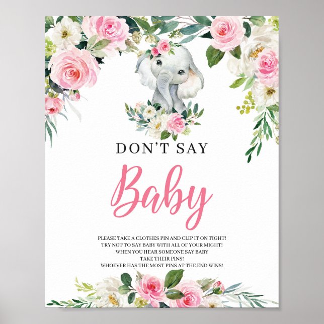 Elefanten sagen nicht, Babyspiel-Zeichen rot rosa  Poster (Vorne)
