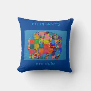Elefanten sind Niedlich blau Kissen