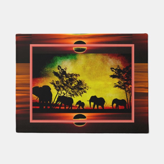 Elefanten Sunset Door Mat Fußmatte (Vorderseite)